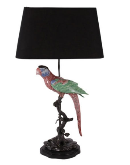 Lamp papegaai interieurwinkel Den Haag Frederik Premier lampenkappen